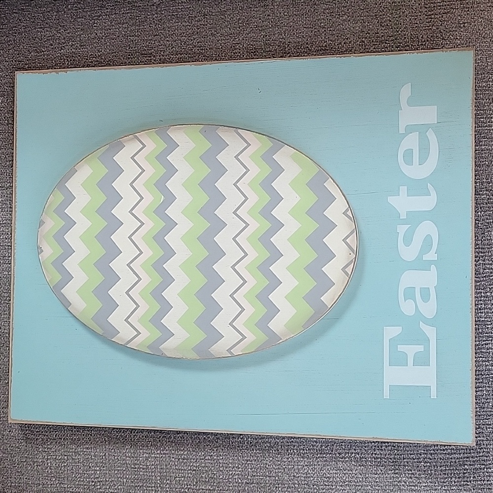 Easter Egg Wood Hanging Plaque Pastel Colors‎